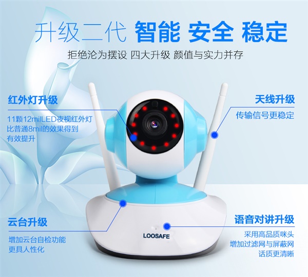 loosafe無線攝像頭 wifi手機(jī)遠(yuǎn)程監(jiān)控器 720p高清智能監(jiān)控一體機(jī)